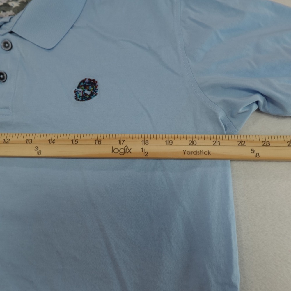 Robert Graham Polo Shirt Mens Medium Blue Skull Short Sleeve Classic Fit *Short* - Picture 8 of 11